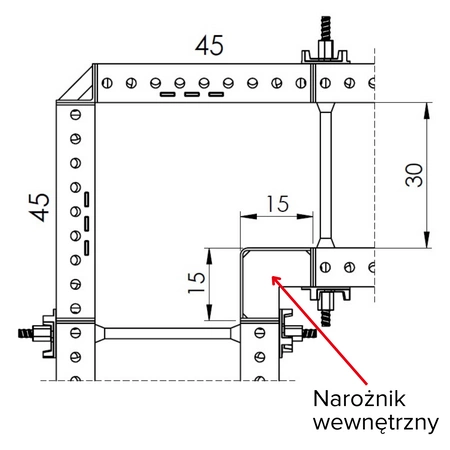 Narożnik wewnętrzny 15 x 15 x 90 cm